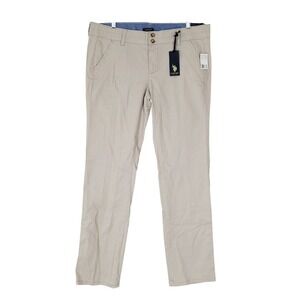 U.S. Polo Assn Trouser Pants Womens 13/14 Tan Khaki Chino Stretch 212329252AC